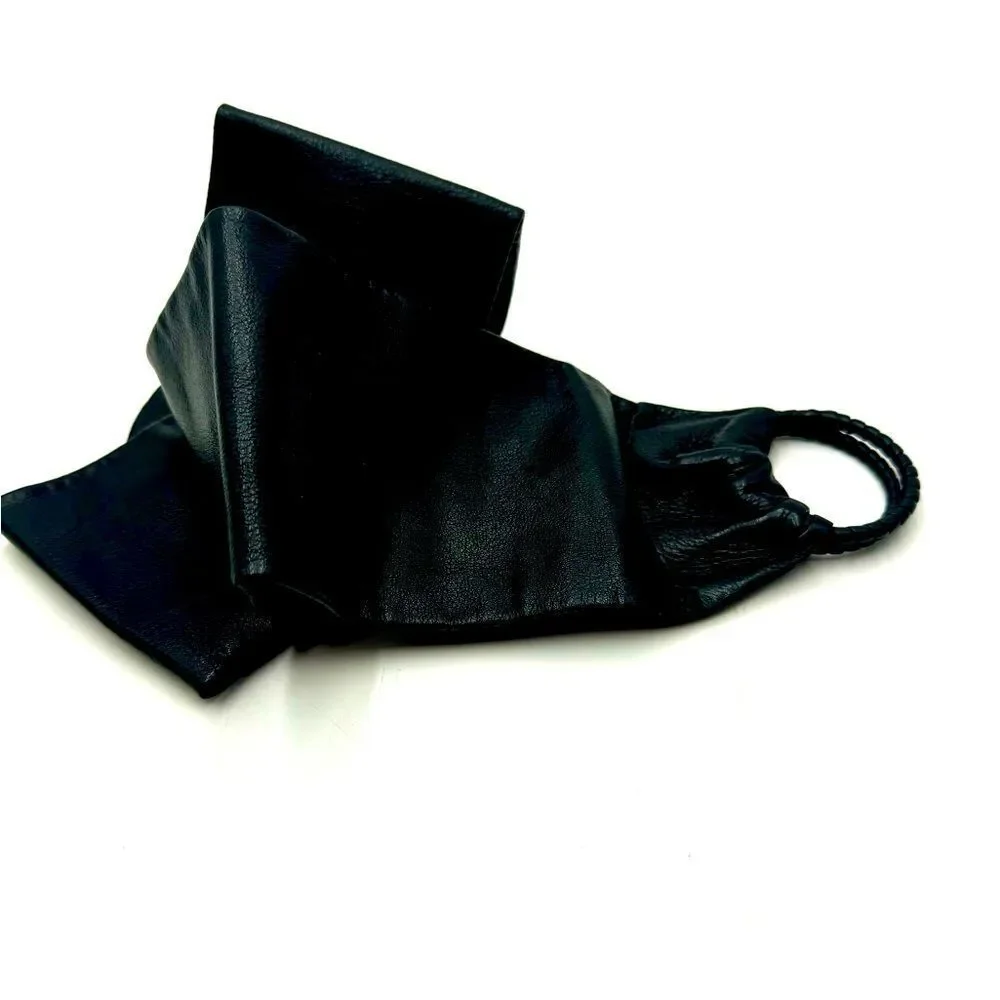 Auth Vtg Christian Dior Supple Black Leather Sash Wide Waist Size US S Belt